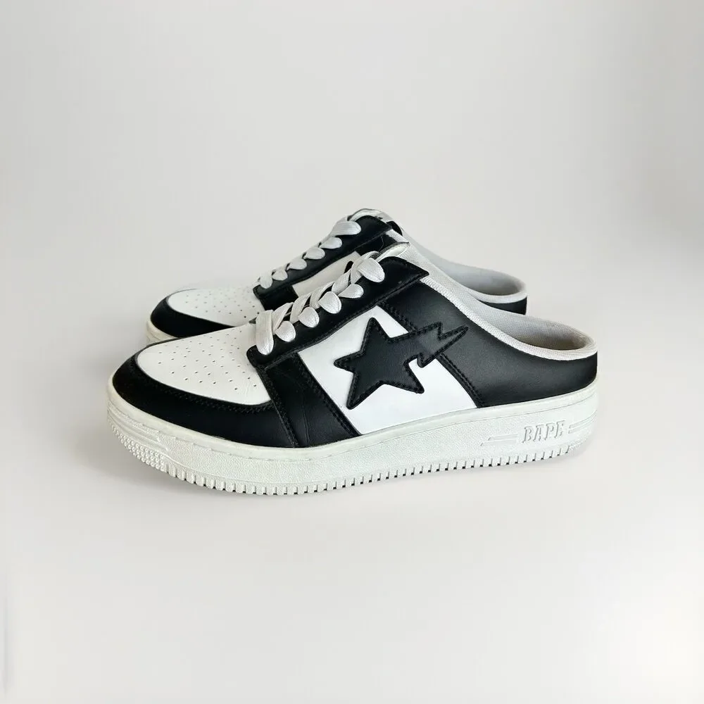 BAPE Sta Black White Low Top Sneakers Men’s Size 9 Streetwear Shoes